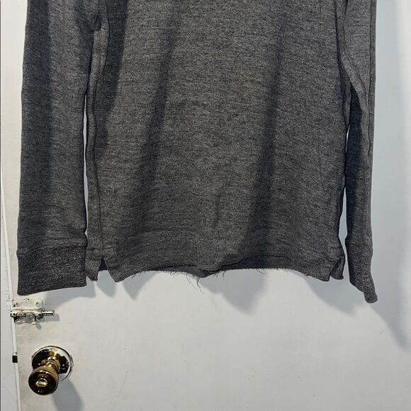 AMERICAN EAGLE OUTFITTERS Grey Quarter Button Rib Knit Cotton Pullover-L - Picture 3 of 8